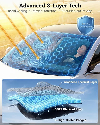 Car Windshield Sun Shade Umbrella, Foldable Sunshade Cover, Medium | Front Window Visor, UV Rays, Heat Protection, Custom Fit, Cool Interior, Shield & Protector Accessories, Sunshades, SUV Truck - Image 5