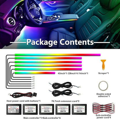 Dreamcolor Acrylic Interior Car Lights, WEBUPAR Car Accessories 6 in 1 Car LED Strip Lights with APP Control and 213 Modes, 175 inches 593 LEDs Fiber Optic Lights, RGB Neon Light Kits - Image 5