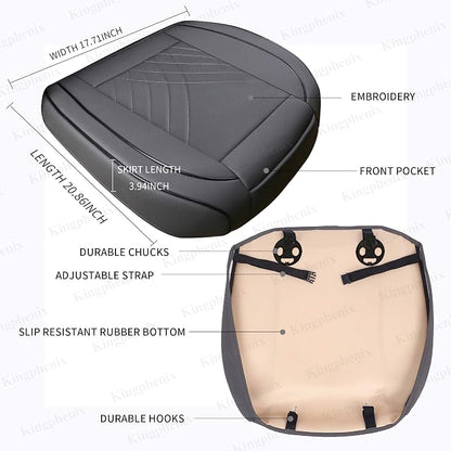 kingphenix Car Seat Cover, PU Leather Front Bottom Seat Protector | Front Bottom Seat Protector, Non-Slip Backing, Edge Coverage and Easy Installation for Sedans, SUVs, Trucks and Vans, Gray - Image 4