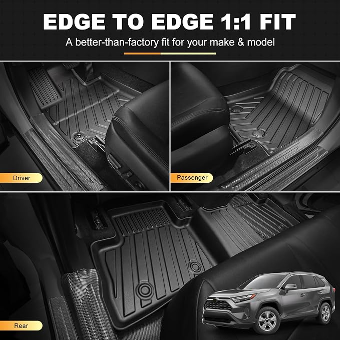 AOMSAZTO Floor Mats & Cargo & Seatback Mats & Door Sill Protector Compatible with 2019-2025 Toyota RAV4 (Not for Hybrid): All Weather Protection TPE Floor Liners Full Protection - Image 2