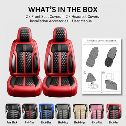 Fit Gladiator Seat Covers Fit for Jeep Gladiator 2020-2026, Front Pair | Premium Leather Full Coverage Protectors, Waterproof, Breathable, Scratch Resistant, Easy Wipe, Airbag Compatible, Black+Red - Image 9