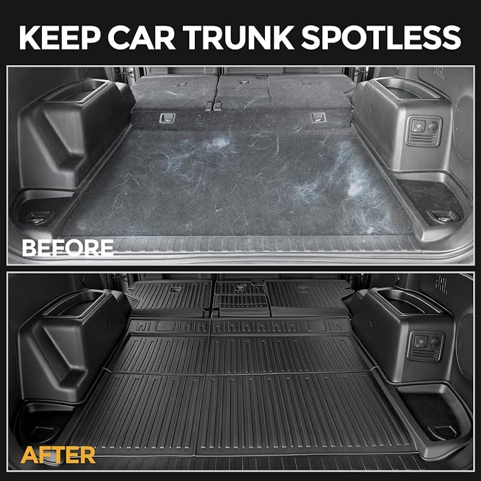Floor Mats for 2013-2024 Toyota 4Runner Accessories | w/o Sliding Cargo Tray, Full-Coverage Set with Cargo Liner & Backrest Protector, Odorless TPE, All-Weather Protection - Image 6
