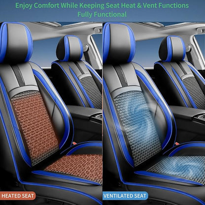 Fit Rogue Car Seat Covers for Nissan Rogue 2014-2024 2025 2026 -Upgraded Premium Breathable Cooling Ice Silk Leather Seat Covers,All-Weather Breathable Seat Cushion Protector,Full Set,Blue - Image 8