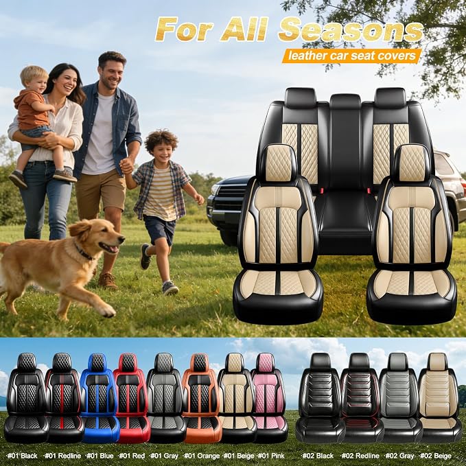 Fit Compass Seat Covers Custom Fit for Jeep Compass 2007-2026, Full Set | Premium Leather Full Coverage Protector, Waterproof, Breathable, Scratch Resistant, Easy Wipe, Airbag Compatible, Black+Beige - Image 9