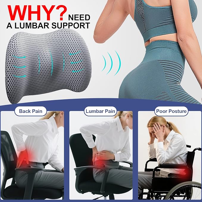 BYMECOST Lumbar Support Pillow for Car, Memory Foam Car Back Cushion | Car Seat Back Pillow for Driving, Adjustable Strap, Ergonomic Lower Back Support Pillow, Office Chairs and Wheelchairs - Image 6