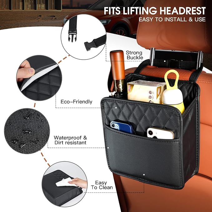 FrgKbTm Car Seat Back Hanging Bag Car Document Holder Multi-Pocket Bottle Bag Storage Box Organizer Travel Tidy Pouch Pocket Kids - Image 3