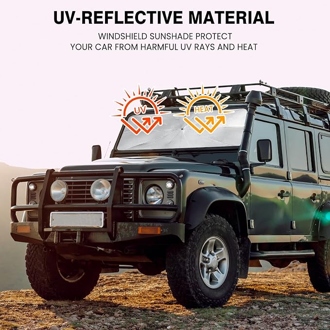 Car Windshield Sun Shade Umbrella Reflector Foldable Window Shade | Blocks UV Rays,Keep Car Interior Cool,Universal Fits SUV,Hatchback,Truck,MPV,Storage bag,57"L x 31.5"W,Car Accessories - Image 7