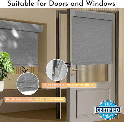 Persilux Blackout Roller Shades for Window Blinds,Cordless,Linen Fabric,Thermal Insulated Fabric UV Protection Shades for Home,Office,Bedroom,Door,Blackout-Grey,33 1/2" W X 72" H - Image 3