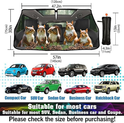 Funny Animal Squirrel Car Windshield Sun Shade Umbrella Bendable Handle Foldable Squirrel Sunshade for Car Windshield Block UV Rays Keep Vehicle Cool for Most Sedans SUV Trucks Cars 57"x30" - Image 6