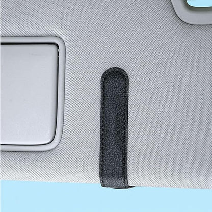 Leather Sunglasses Holder for Car Sun Visor, Eyeglass Hanger Clip Magnetic for Vehicle Sunglasses Hanging Ticket Card Clip, for Different Eyeglasses, Black, 2Pack | Eyeglass Hanger Clip, Magnetic, Ticket Card Clip, Different Eyeglasses - Image 5