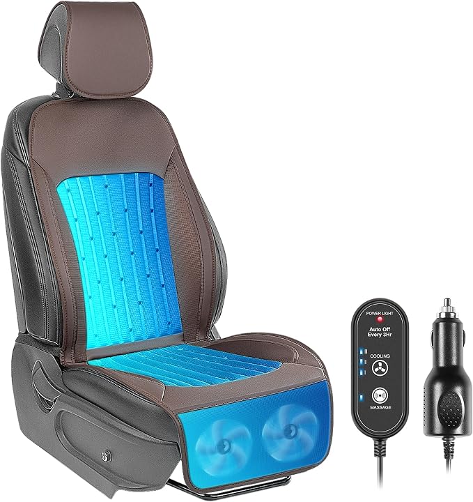 2026 Upgraded Cooling Car Seat Cover Front Seat, 12V-24V Ventilated Cooling Car Seat Cushion, Cooled Seat Cover for Car SUV Truck Universal Fit, Cocoa Brown by RevoluteYourDrivingExperience