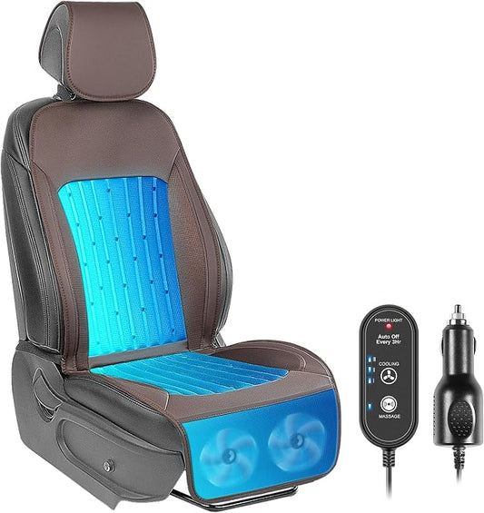 2026 Upgraded Cooling Car Seat Cover Front Seat, 12V-24V Ventilated Cooling Car Seat Cushion, Cooled Seat Cover for Car SUV Truck Universal Fit, Cocoa Brown by RevoluteYourDrivingExperience