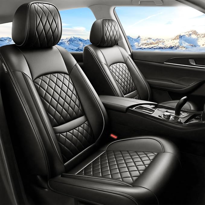 Car Seat Covers Compatible with GMC Terrain 2010-2025 2026 - Full Set 5 Seats Luxury Leather All-Weather Seat Cushions & Protectors, Waterproof & Breathable, Airbag Compatible (Black) by Unknown