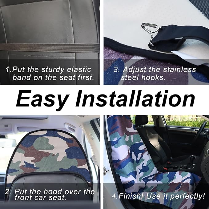 Sweat Towel Car Seat Cover Protector Front Seats for Gym Workout, Running, Swimming, Beach and Hiking, Waterproof Universal Seat Cover for Car, Trucks, Van & SUV (2, Camouflage, Front) - Image 6