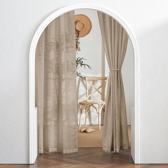 RYB HOME Flax Linen Blend Curtains for Dining Room Bedroom, Extra Long Rod Pocket Soft Textured Thick Linen Burlap Privacy Protection Light Filtering, W 70 x L 95 inches, Khaki, 2 Panels - Image 7