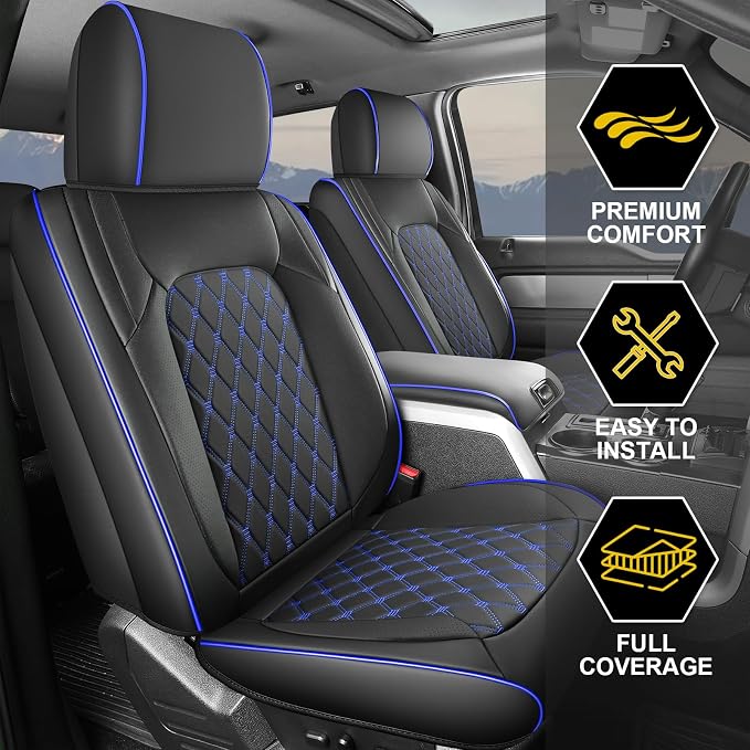 Seat Covers for Silverado/Sierra| Nappa Leather Pickup Truck Custom Seatcovers Full Set for Chevy Silverado GMC Sierra 2014-2018 1500, 2015-2019 2500HD 3500HD Crew Double Extended Cab - Image 7