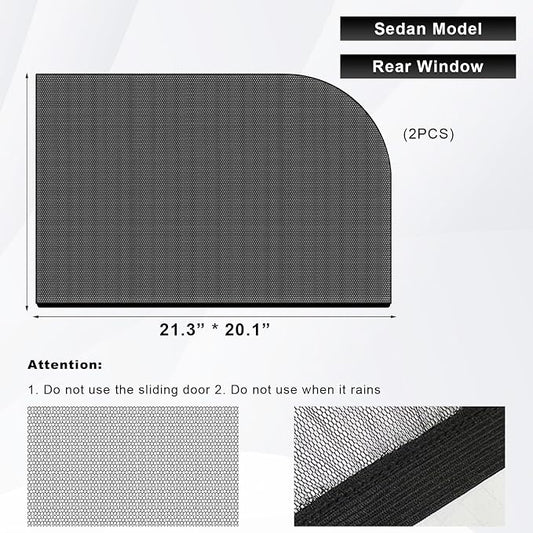 2 PCS Car Window Shades, Double-Layer Automotive Rear Side Window Sunshade Blocks UV Rays & Sun Glare, Breathable Mesh Screen Stretch Sun Protection Cover for Most Cars - Image 2