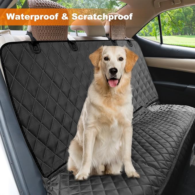 Waterproof Scratchproof Pet Bench Seat Covers for Cars, SUVs | Nonslip Durable Back Seat Cover for Dogs, 600D Oxford Fabric, Side Flaps, Full Bench, Easy Install, Machine Washable - Image 5