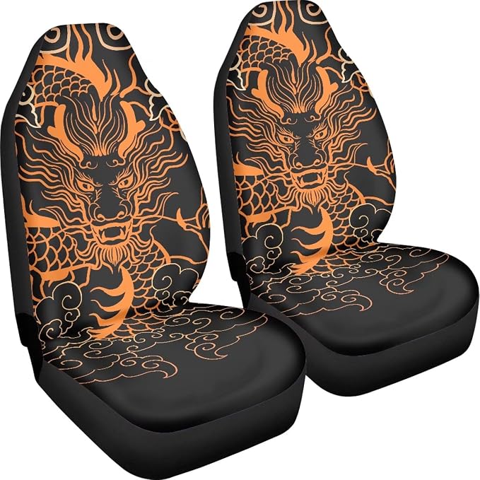 Dragon Car Seat Covers for Front Seat Only Black Washable and Breathable Bucket Seat Covers for Women Men for Most Car Interior Covers Sedan Truck SUV Van - Image 6