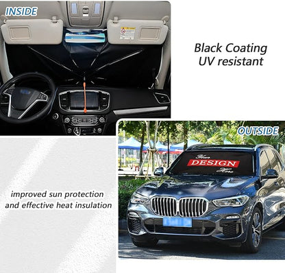 Custom Windshield Sun Shade Umbrella, Personalized Foldable Car Front Window Sunshade Blocks UV Rays Heat Keep Vehicle Cool, Car Accessories (55" x 27.5") - Image 3