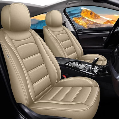 IKABEVEM Car Seat Covers for Jaguar E-Pace 2018-2025 2026, 2-Pack Front | Luxury Fuax Leather, Waterproof, Airbag Compatible, Easy to Install, Scratch‑Resistant Seat Protection, Beige by IKABEVEM