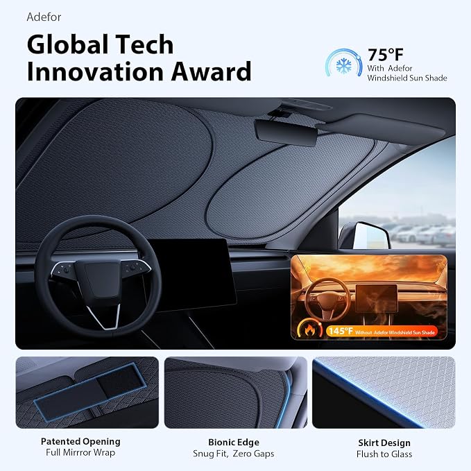 2026 Upgraded Windshield Sun Shade for Kia Sorento [Precision Custom Fit, Superior UV & Heat Block] Cooling Tech Fabric, Durable Foldable with Storage Bag, Fits 2003-2009, 2011-2025 - Image 3