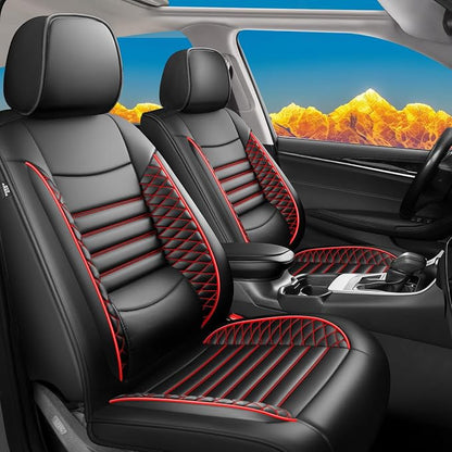Car Seat Covers Compatible with Nissan Murano 2011-2026 S SL SV LE SE Platinum. Waterproof & Breathable Leather.Compatible with Airbag.All-Weather Seat Cushion Protector(2 Front/Black+Red) by Unknown