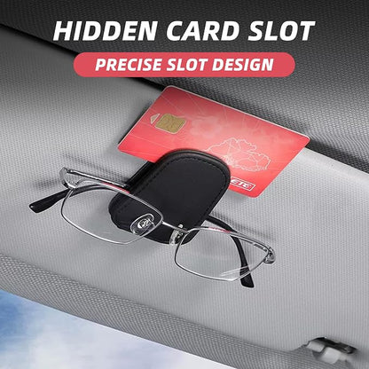 2 Pack Magnetic Leather Car Visor Sunglass Holders, Black | flip-open design, holds eyewear tickets or cards, tool-free mounting, fits most cars and trucks, car interior accessories - Image 4