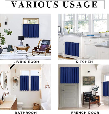 RYB HOME 54 inch Blackout Curtains for Living Room Bedroom, Rod Pocket | Thermal Insulated, Room Darkening, Temperature Balance, Shades for Studio Dorm Rental Room, W42 x L54, Marine Blue, 2 Panels - Image 6