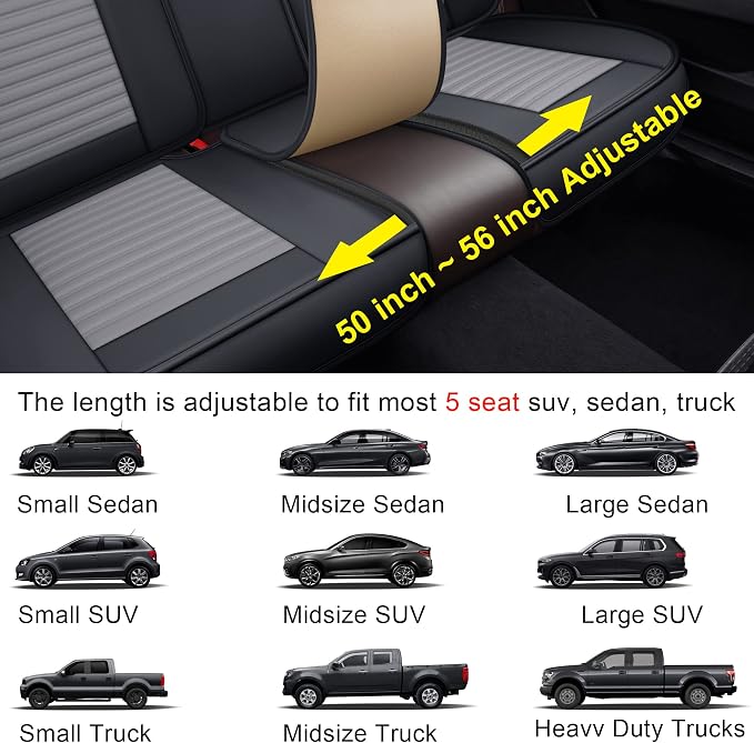 Car Seat Covers Full Set, Faux Nappa Leather, for Sedans and SUVs | Full Set, Waterproof, Airbag Compatible - Image 9