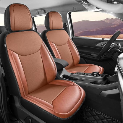 Red Rain Leather Seat Covers Custom Fit Ford Maverick Seat Cover 2022-2026 | Luxury Brown Leather Seat Cover Full Set Waterproof Full Coverage Car Interior Accessories (Maverick-Brown) by RedRain