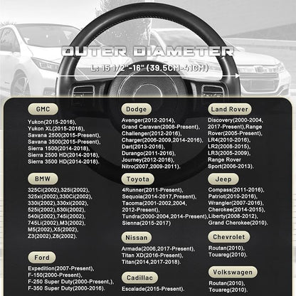 SEG Direct Car Steering Wheel Cover for F150 Tundra Range Rover 15.5"-16" | Large Size 39.5-41cm for Car Truck SUV, Microfiber Leather, Anti-Slip Grip, Auto Interior Accessories, Black and Gray - Image 5