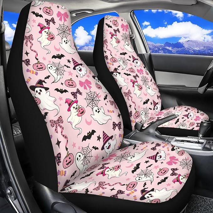 Halloween Ghost Bats Cute Car Seat Covers for Front Seat Only | Washable and Breathable Bucket Seat Covers for Women Automotive Interior Decor Universal for Sedan Truck SUV Van - Image 6
