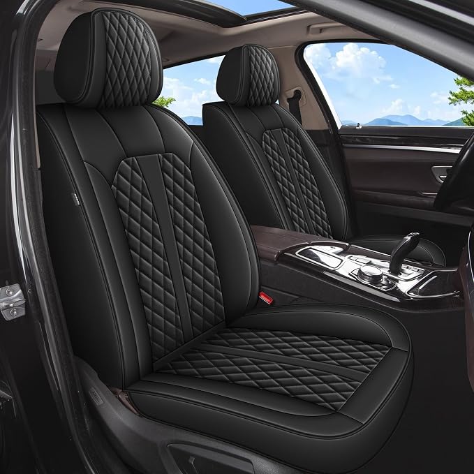 IKABEVEM Car Seat Covers Fit for Honda CR-V 2015-2024 2025 2026 Full Set | Waterproof Faux Leather, Airbag Compatible, Easy to Install & Wipe Car Seat Protector,5 Seats Covers Fit for CR-V, Black by IKABEVEM