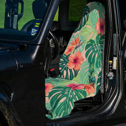 2 Pack Car Seat Towel Covers, Sweat-Proof Microfiber Seat Protectors for Gym, Running, Beach & Workout, Breathable Quick-Dry, Machine Washable, Green Tropical Floral Print, Universal Fit - Image 4