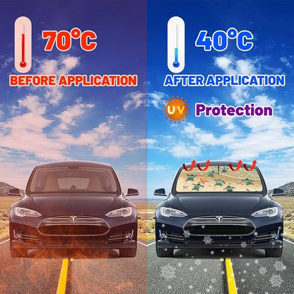 Socira Sea Turtles Car Windshield Sun Shade Umbrella Style Sunshade Funny | Automotive Windshield Sunshade Foldable Front Car Accessories Interior Decor to Keep Vehicle Cool for Most Vehicles 57X30'' - Image 6