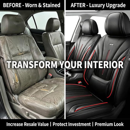 Fit Veracruz Seat Covers Fit for Hyundai Veracruz 2007-2015, 5 Seats | Premium Leather Full Coverage Protectors, Waterproof, Breathable, Scratch Resistant, Easy Wipe, Airbag Compatible, RedTrim - Image 4