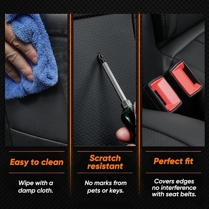 DrCarNow Super Cover Rear Seat Covers for Toyota Tundra 2014–2021 CrewMax (Rear Seats Only), Full Coverage Leather Seat Protectors for Tundra with Carbon Fiber, Truck Pickup Interior Accessories - Image 5