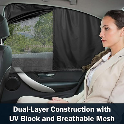 Car Window Shades, Side Window Sun Shades Blocks Heat and UV Rays Glare, Magnetic Car Privacy Safe Curtains for Back Windows, Camping Accessories for Baby - Image 2