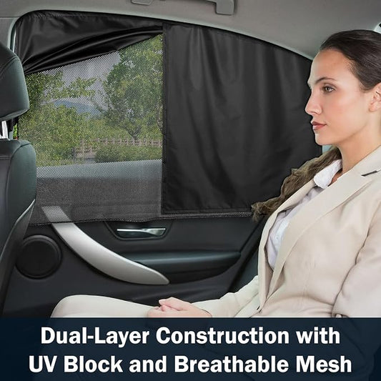 Car Window Shades, Side Window Sun Shades Blocks Heat and UV Rays Glare, Magnetic Car Privacy Safe Curtains for Back Windows, Camping Accessories for Baby - Image 2