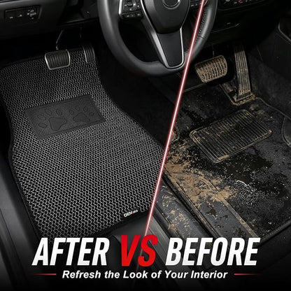 Universal Car Floor Mats, 3D Mesh Fabric All Weather Waterproof Car Floor Liners,With Anti-Slip Granule Backing&Driver Heel Pad,Efficient Dust&Dirt Resistant for Sedan,SUV,Truck,Van,Set of 4pcs - Image 3