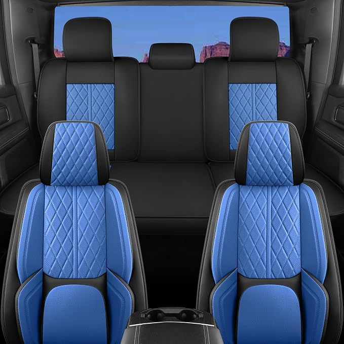 Car Seat Cover Custom Fit for Dodge Ram 1500 2500 3500 2009-2026 Faux Leather Seat Cover Set Compatible with Crew Quad Regular Cab Pickup Truck Cushions (Black Redline, Full Set, Flat Rear) - Image 8