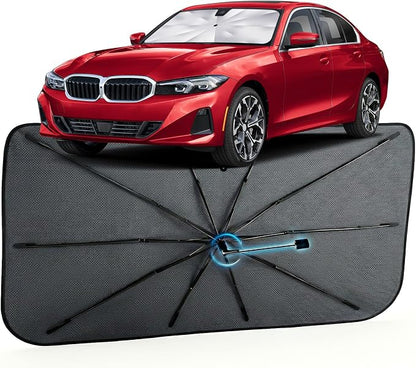 Car Windshield Sun Shade Umbrella for BMW 3 Series 2019-2026, 1:1 Exact Fit | [Reflective Coated Fabric] Car Shades Sun Visor Keep Car Cool and Protects Interior, Sunshade Umbrella for Front Window by MakeLifeBetter