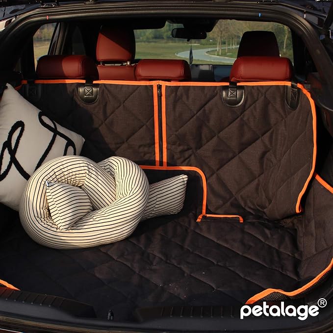 petalage Car Seat Protector, 52” x 50“ for for Familay Car & Regular SUVs, 600D Heavy Duty Car Seat Cover Waterproof Dog Car Seat Cover for Back Seat, Scratch Proof Nonslip Seat Cover for Dogs in Car - Image 4