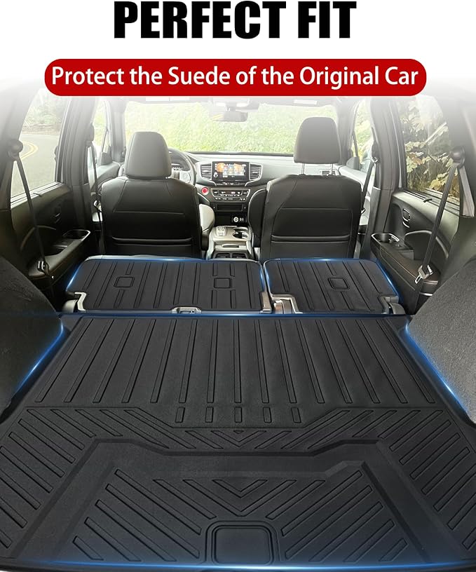 Cargo Liner Compatible with 2019-2025 Honda Passport Trunk Mat Cargo Mat Back Seat Cover Protector (Backrest Mats+Trunk Mat) - Image 2