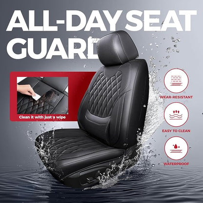 FREESOO Front Seat Covers Faux Leather Waterproof Universal Fit Black | faux leather front seat covers, breathable waterproof, lumbar support, universal fit sedans hatchbacks pickups - Image 4