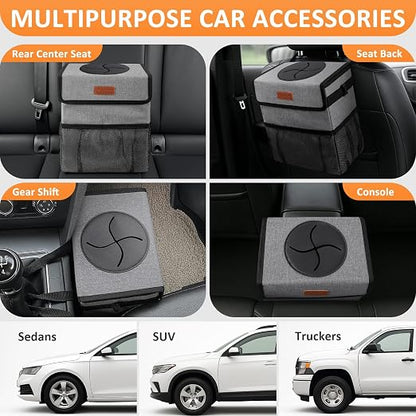 Vankor Car Trash Can with Lid Leak Proof Car Accessories for Women | 3 Gallon Cute Hanging Car Trash Bin for Men Car Truck Vehicle Sedan SUV Interior Automotive Garbage Cans, Grey - Image 5