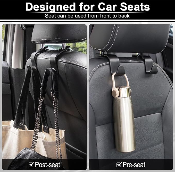LivTee Car Seat Headrest Hook, Auto Seat Hook Hangers Storage Organizer Interior Accessories for Purse Coats Umbrellas Grocery Bags Handbag, 4-Pack - Image 6