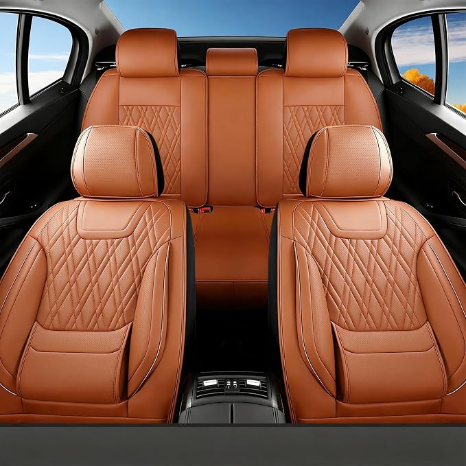 for Subaru Impreza 2012-2025 2026 Car Seat Covers, Full Set, Brown | Luxury Full Coverage Leather Seat Protectors, Waterproof Breathable, Non-Slip, Easy to Install, Airbag Compatible, All-Season - Image 8