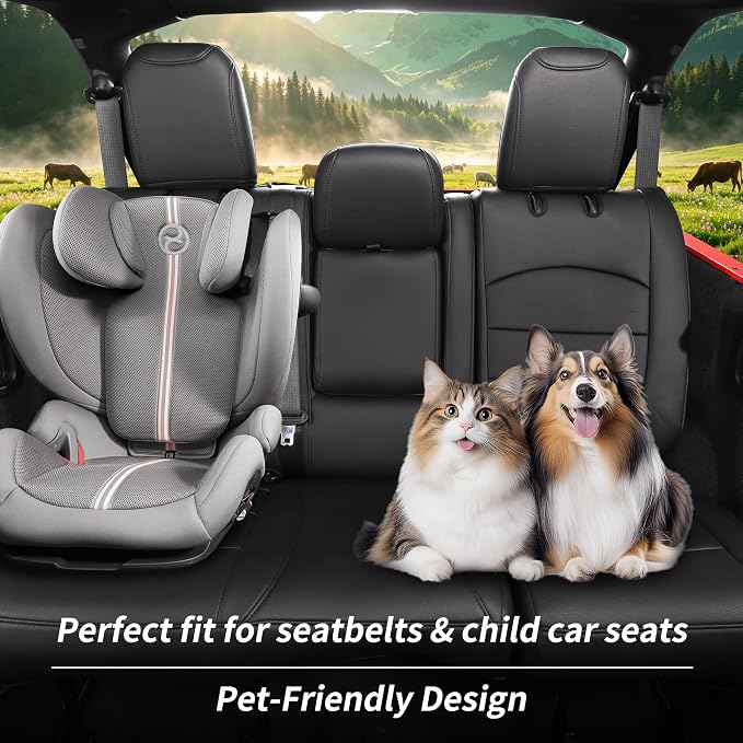 Full Set Seat Covers for 2018-2023 Jeep Wrangler 4drs,Rear w/Armrest(Black) | 1:1 Custom Fit,Factory Look,Easy Installation,Airbag Compatible,Waterproof Faux Leather & Easy to Clean,Pet Friendly - Image 2